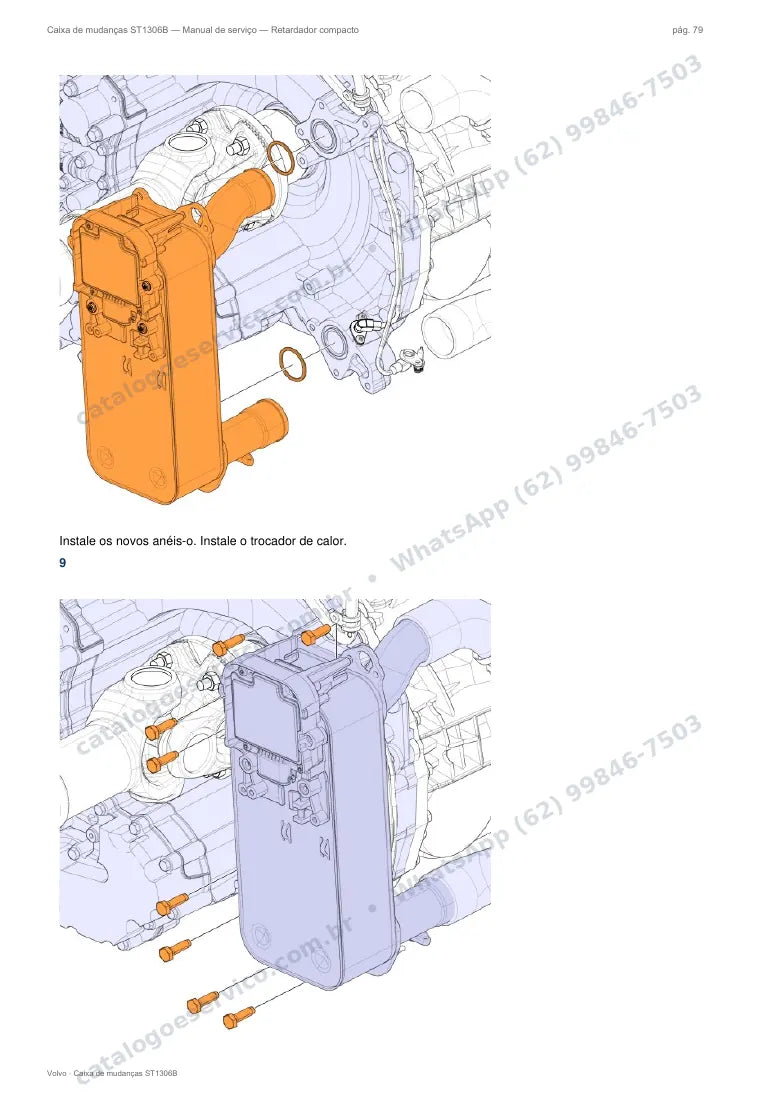 Página do manual de serviço da caixa Volvo ST1306B — Retardador compacto