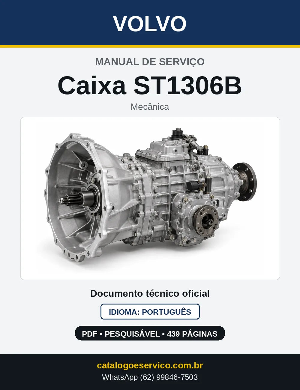 Capa do Manual de Serviço da Caixa de Mudanças Volvo ST1306B em PDF