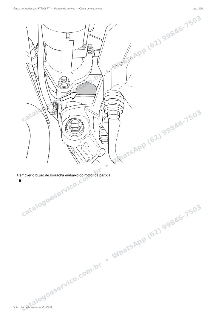 Página do manual de serviço da caixa Volvo VT2006PT — Caixa de mudanças