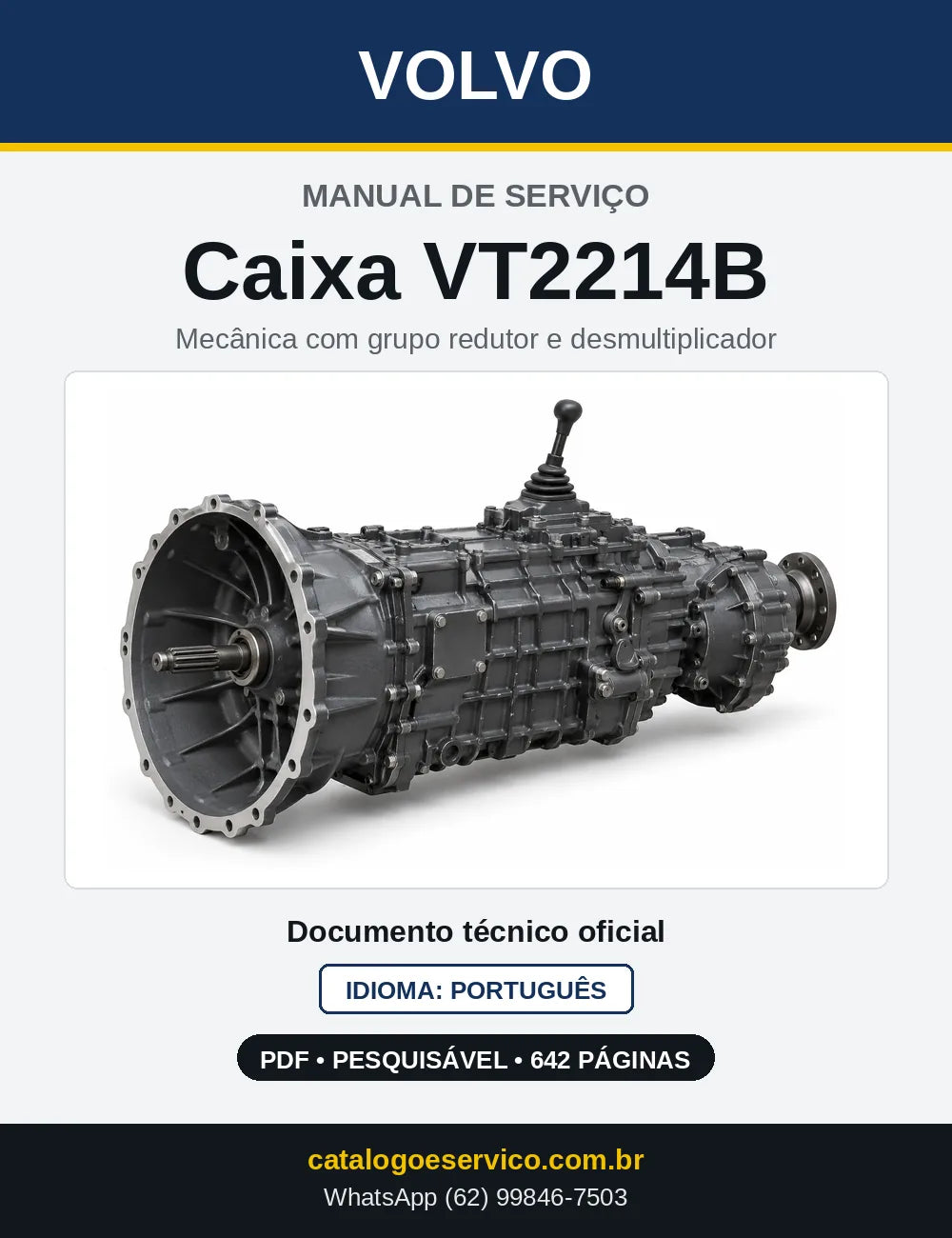 Capa do Manual de Serviço da Caixa de Mudanças Volvo VT2214B em PDF