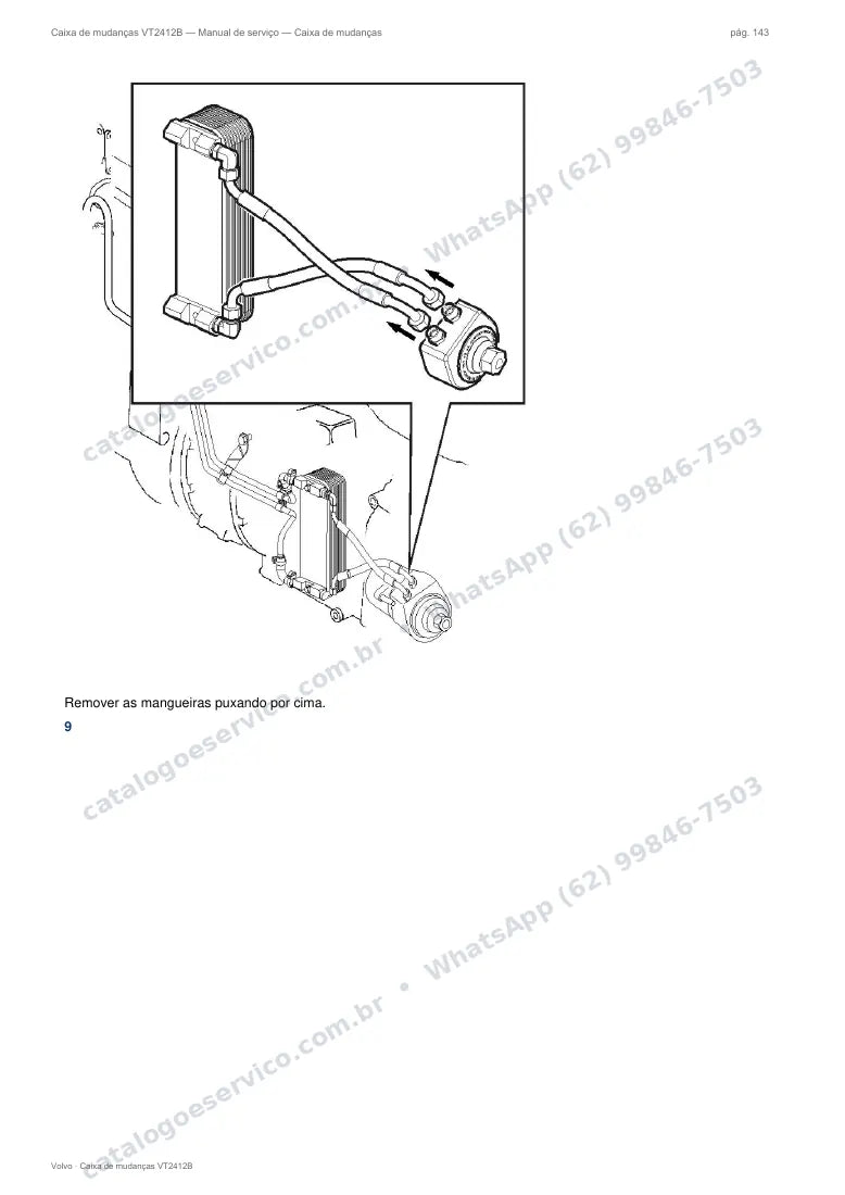 Página do manual de serviço da caixa Volvo VT2412B — Caixa de mudanças