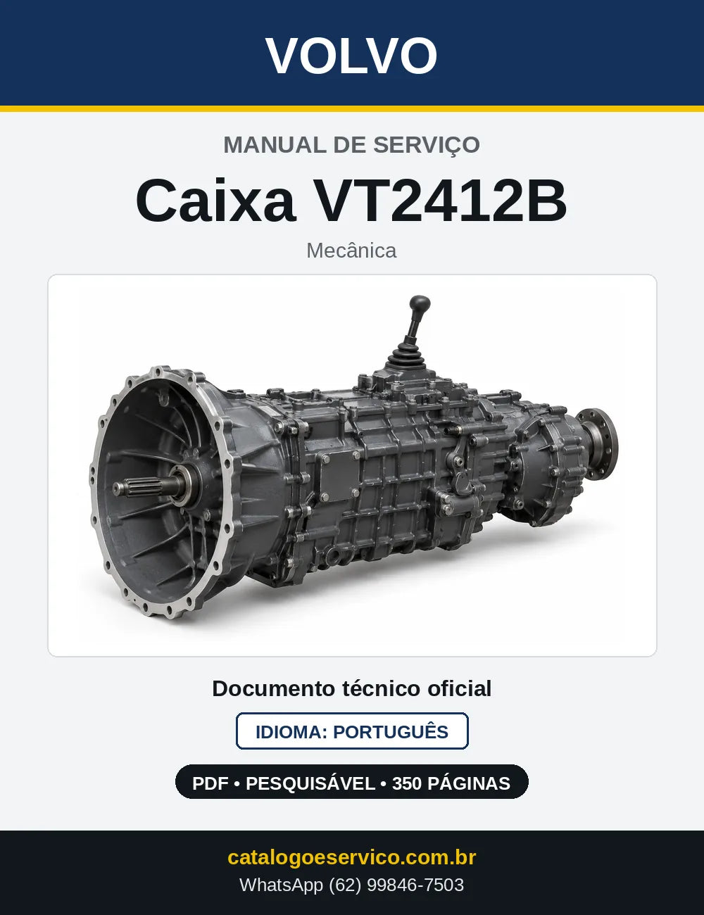 Capa do Manual de Serviço da Caixa de Mudanças Volvo VT2412B em PDF