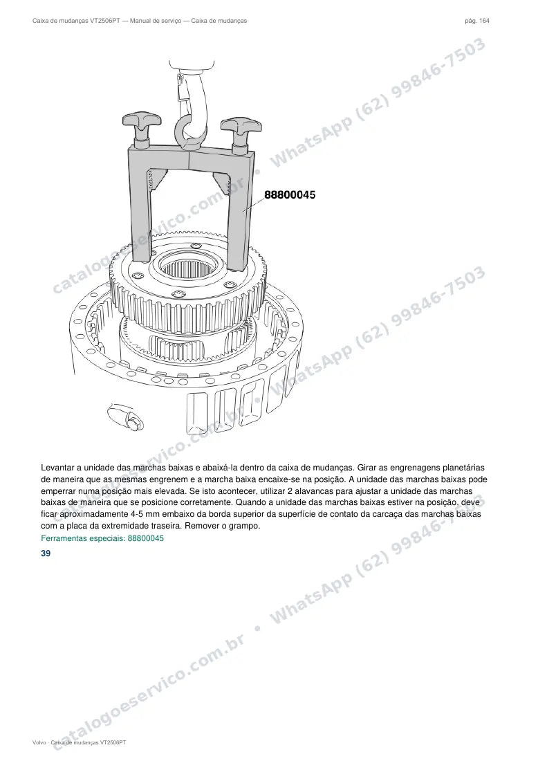 Página do manual de serviço da caixa Volvo VT2506PT — Caixa de mudanças