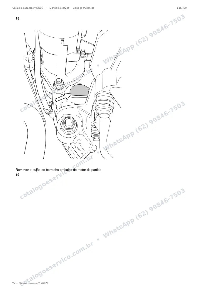 Página do manual de serviço da caixa Volvo VT2506PT — Caixa de mudanças