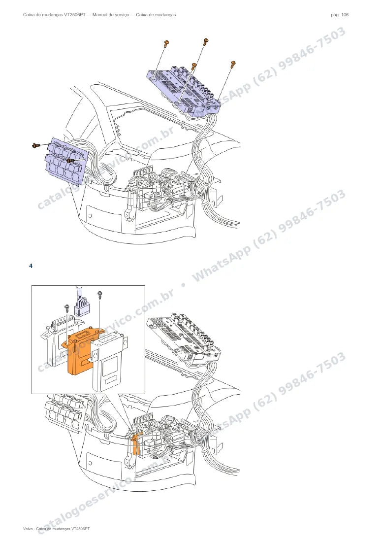 Página do manual de serviço da caixa Volvo VT2506PT — Caixa de mudanças