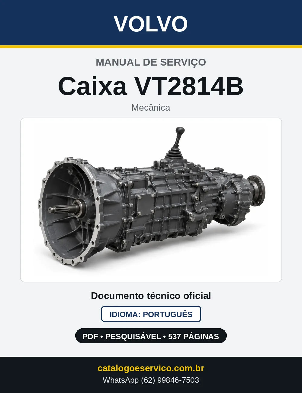 Capa do Manual de Serviço da Caixa de Mudanças Volvo VT2814B em PDF