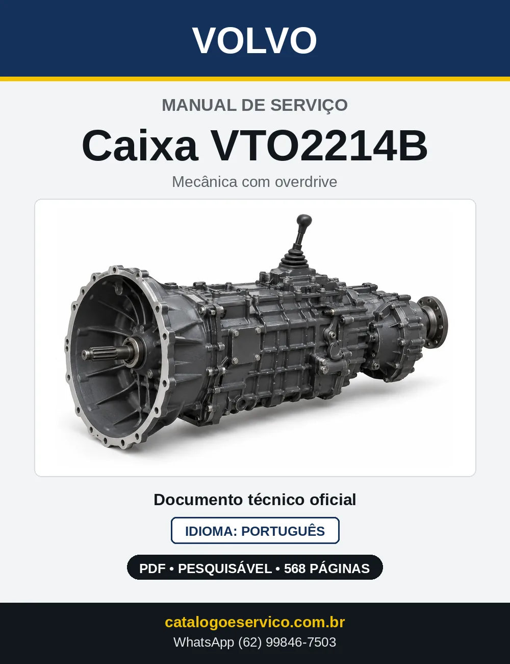 Capa do Manual de Serviço da Caixa de Mudanças Volvo VTO2214B em PDF