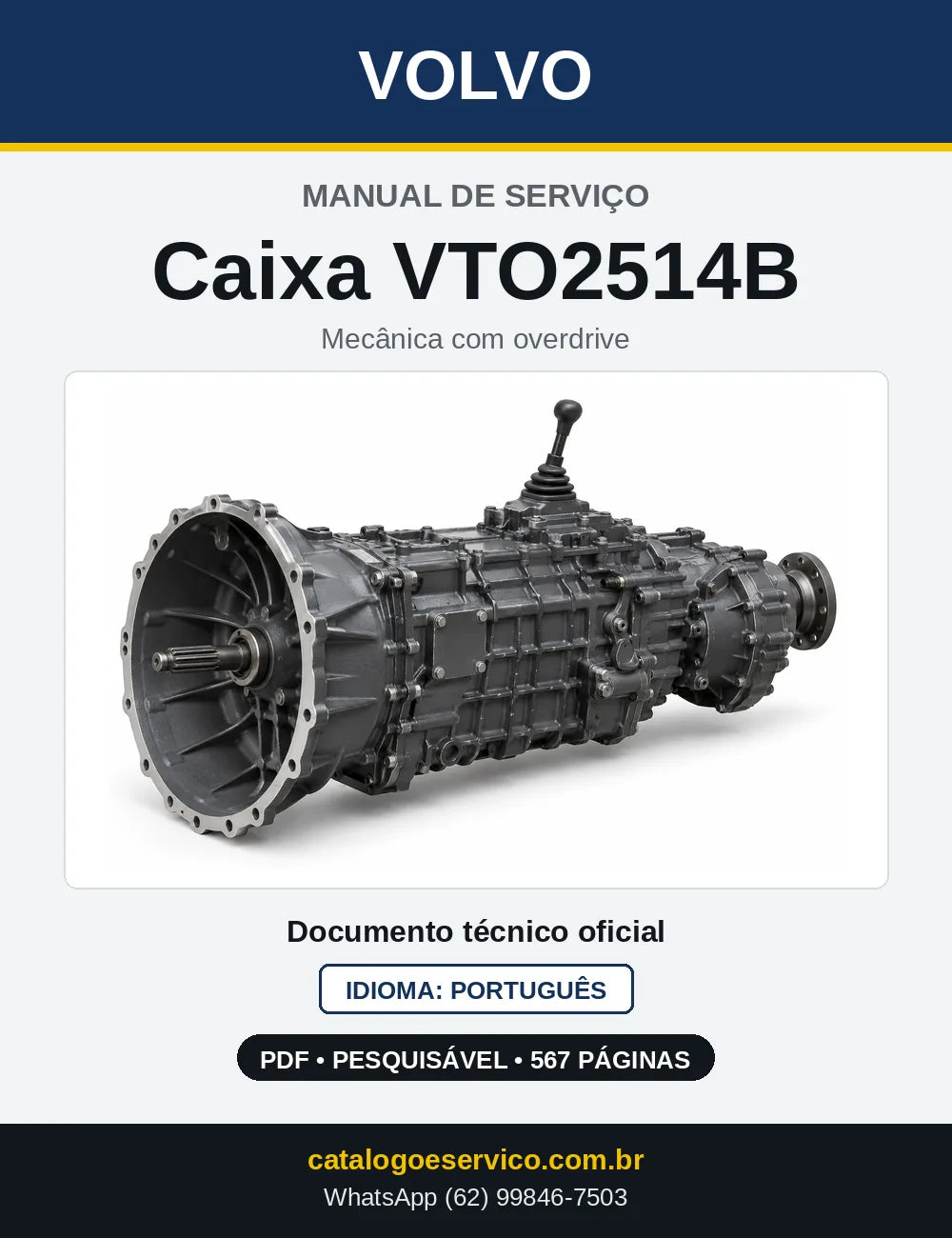 Capa do Manual de Serviço da Caixa de Mudanças Volvo VTO2514B em PDF