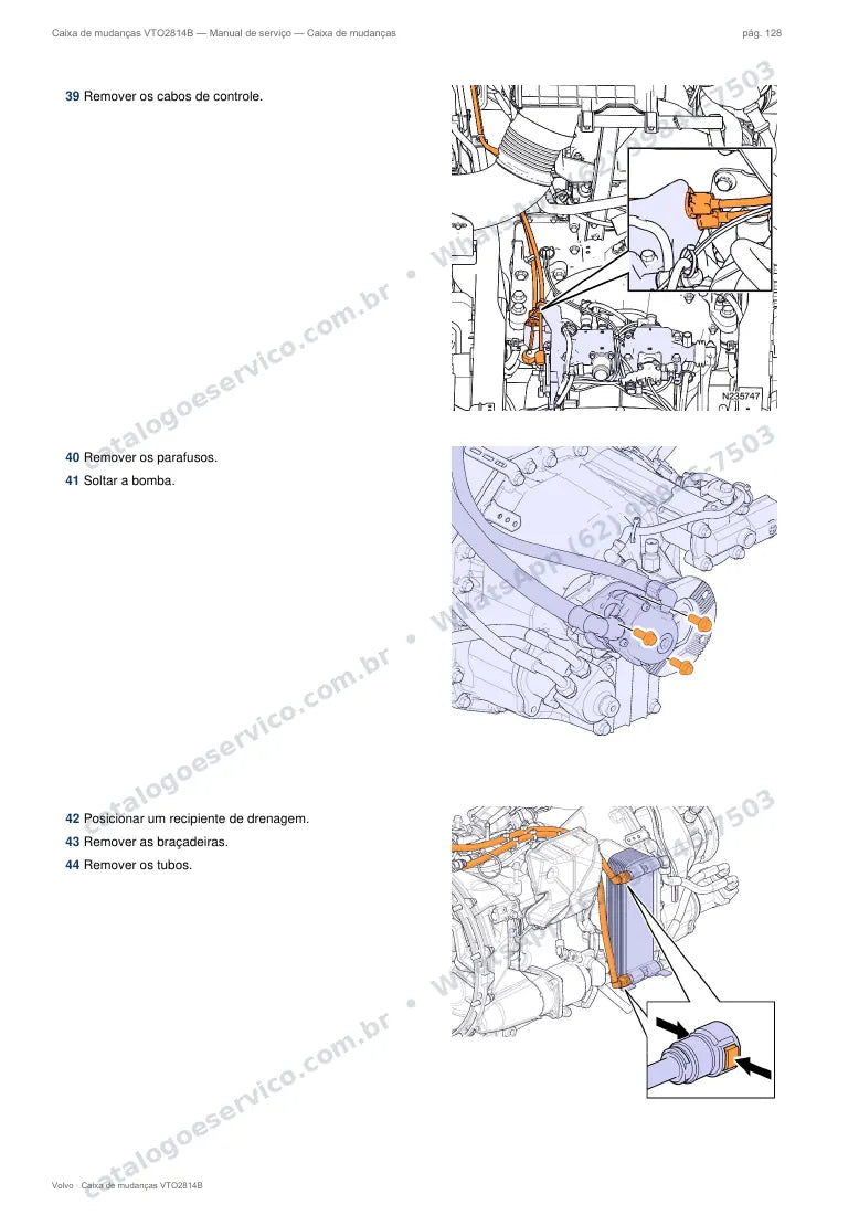 Página do manual de serviço da caixa Volvo VTO2814B — Caixa de mudanças