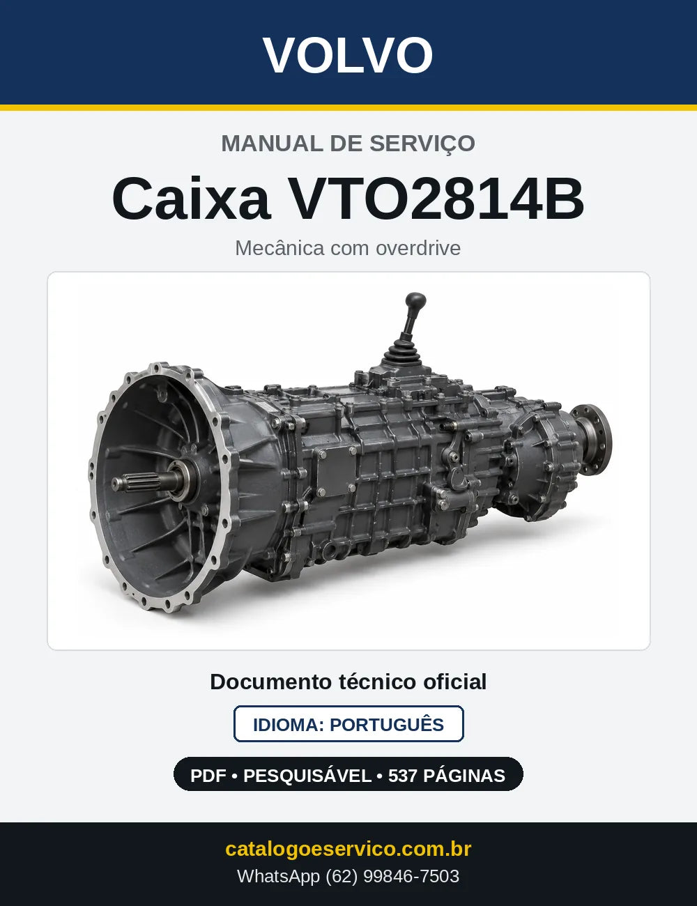 Capa do Manual de Serviço da Caixa de Mudanças Volvo VTO2814B em PDF