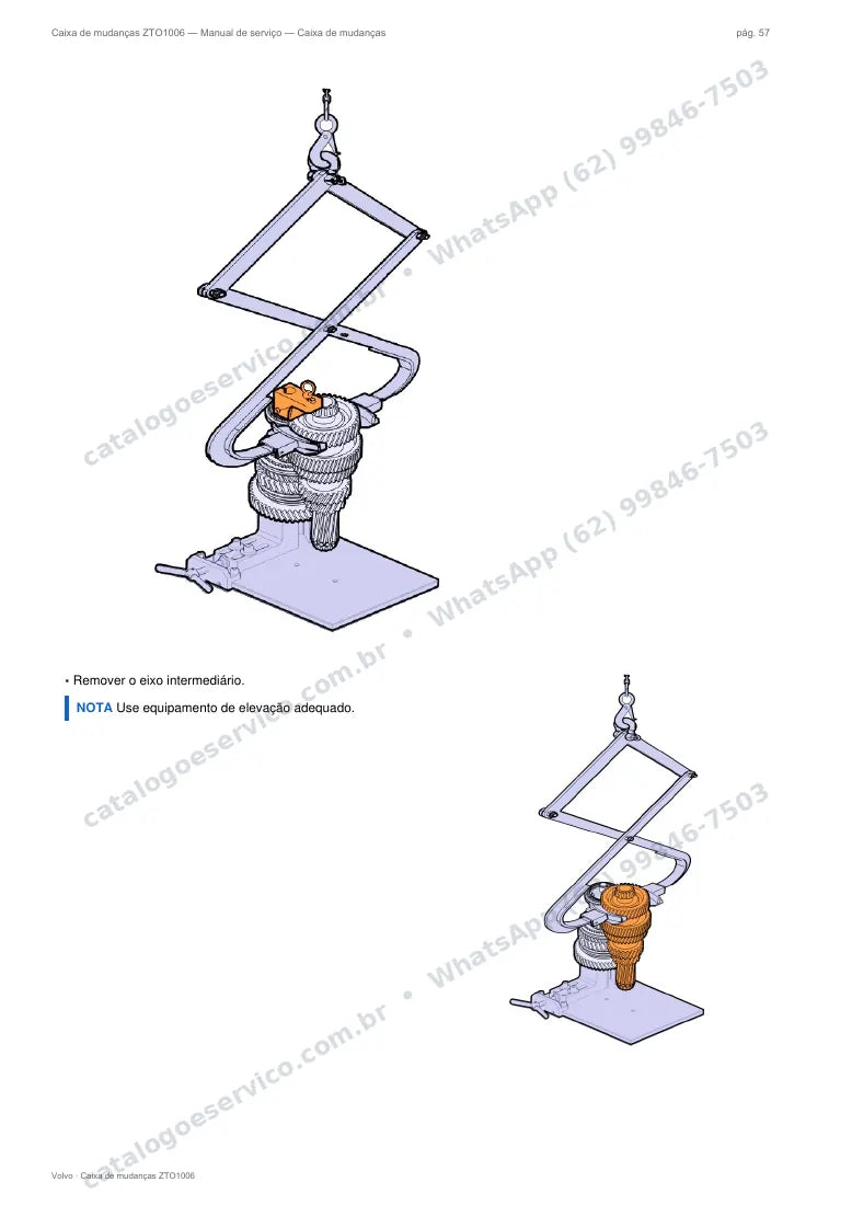 Página do manual de serviço da caixa Volvo ZTO1006 — Caixa de mudanças
