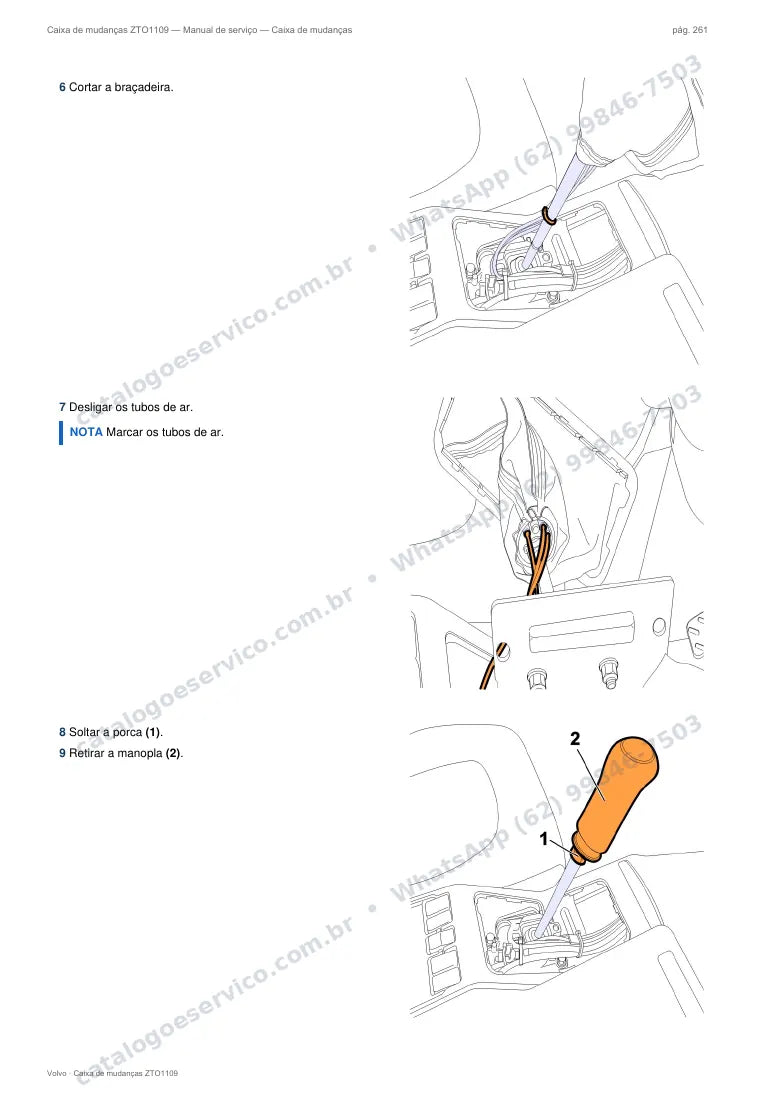 Página do manual de serviço da caixa Volvo ZTO1109 — Caixa de mudanças