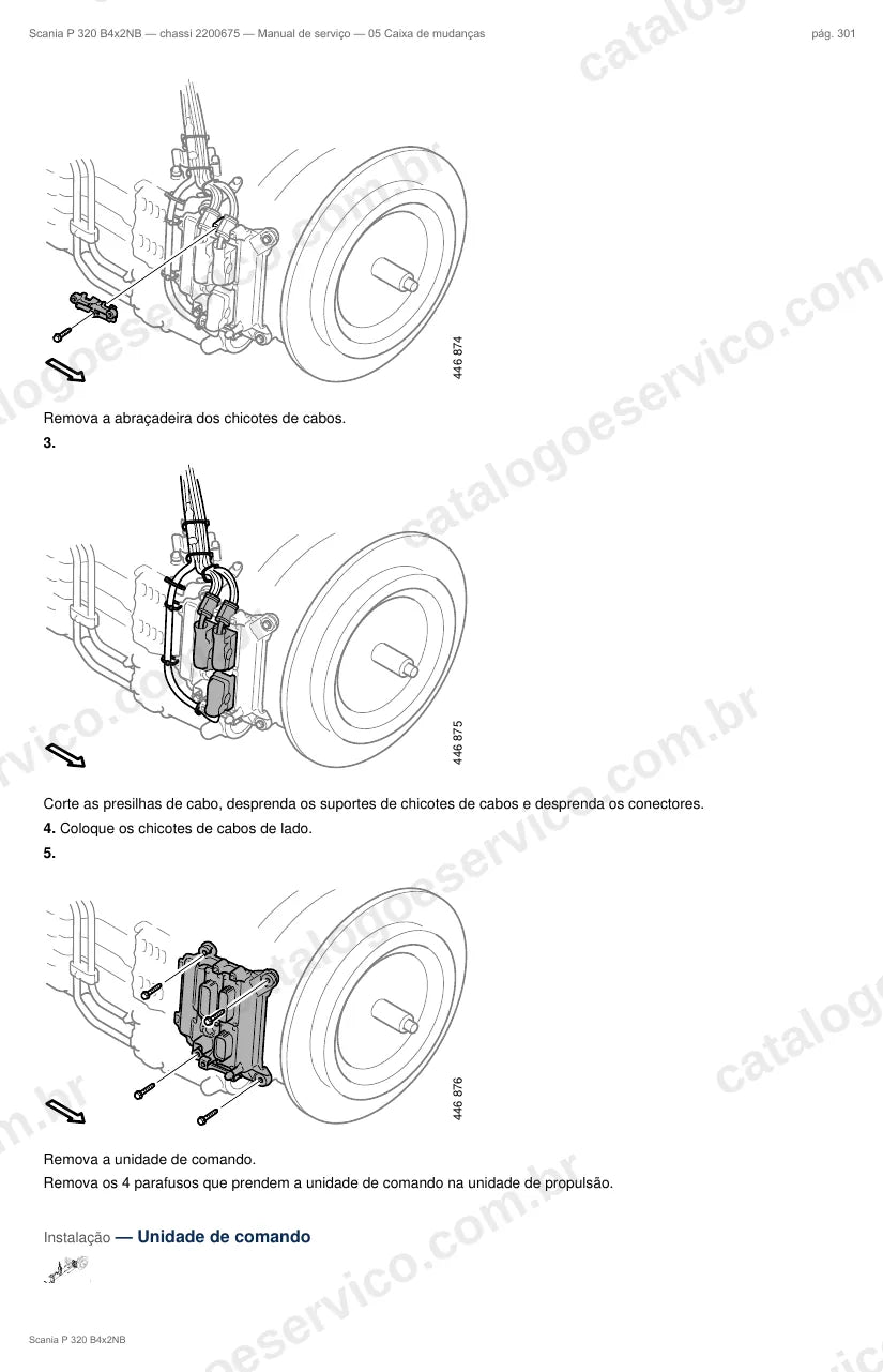 Ilustração do grupo caixa de mudanças no Manual de Serviço Scania P 320