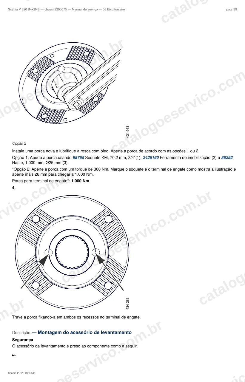 Ilustração do grupo eixo traseiro no Manual de Serviço Scania P 320