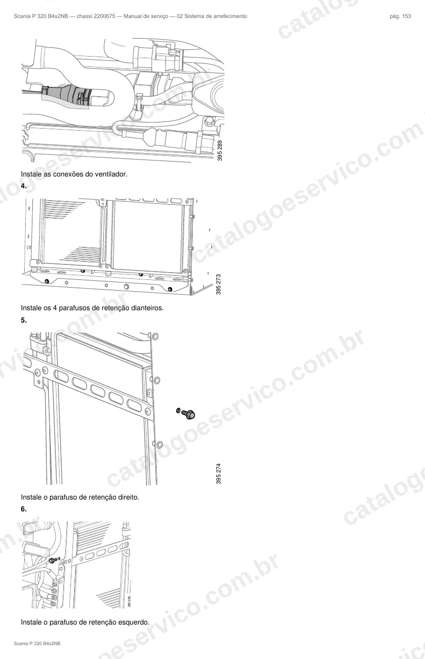 Ilustração do grupo sistema de arrefecimento no Manual de Serviço Scania P 320