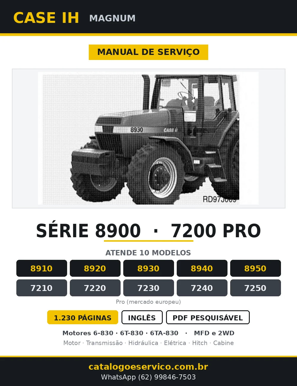 Manual de Serviço Case IH Magnum 8900 e 7200 Pro — capa