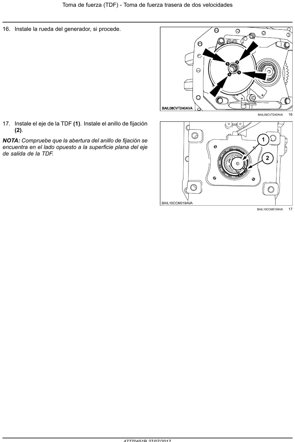 Página del manual Case IH Puma en español - procedimiento de montaje