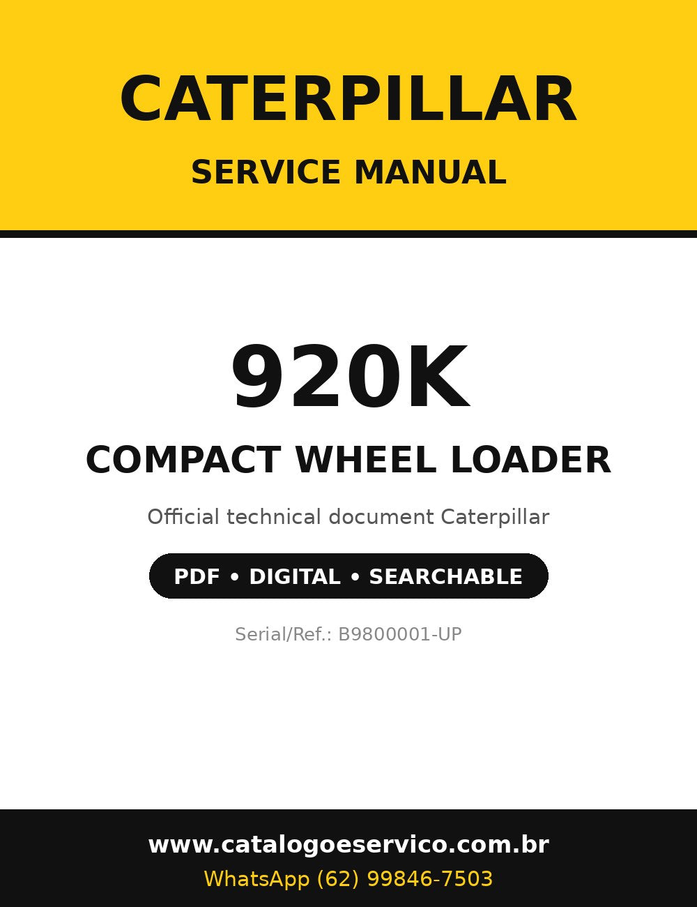 Manual de Serviço Caterpillar - 920K - Pá Carregadeira Compacta (Inglês)