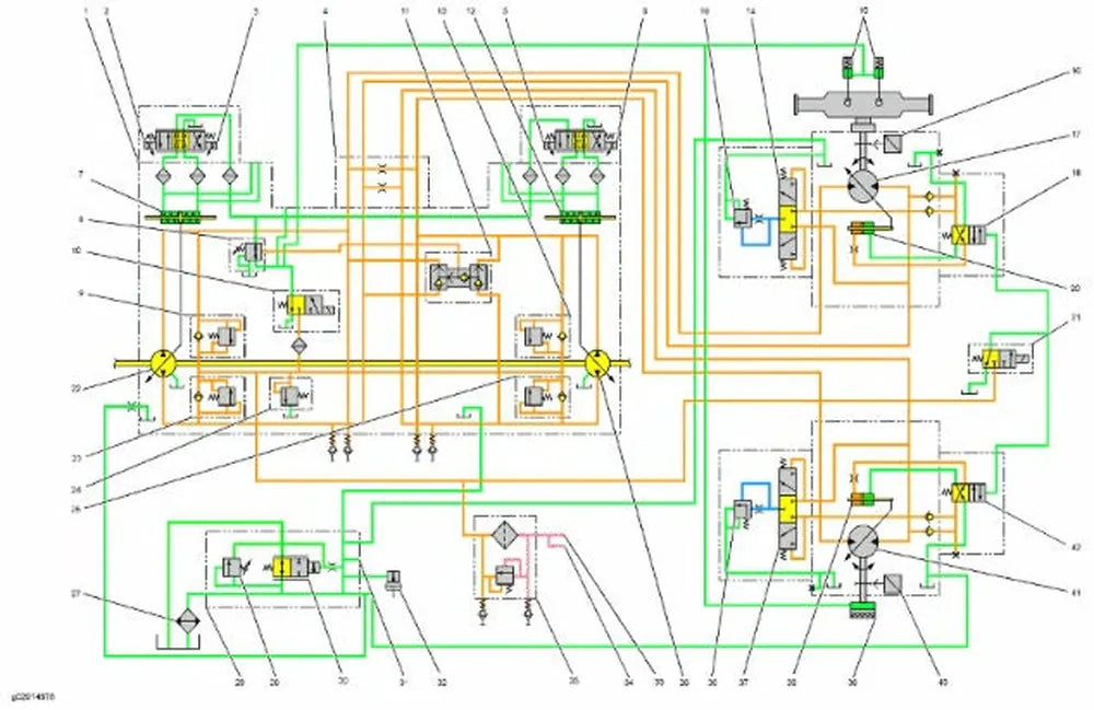 Esquema hidráulico do sistema de propulsão — Manual de Serviço Caterpillar CP56B