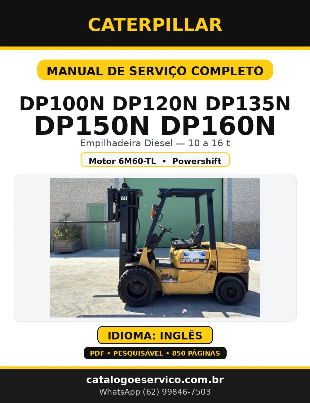 Capa do Manual de Serviço Caterpillar DP100N DP120N DP135N DP150N DP160N