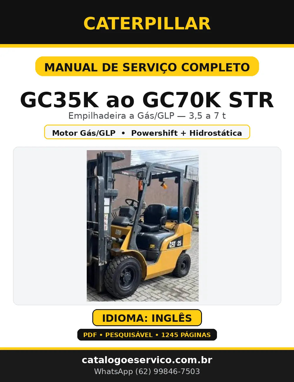 Capa do Manual de Serviço Caterpillar GC35K ao GC70K STR