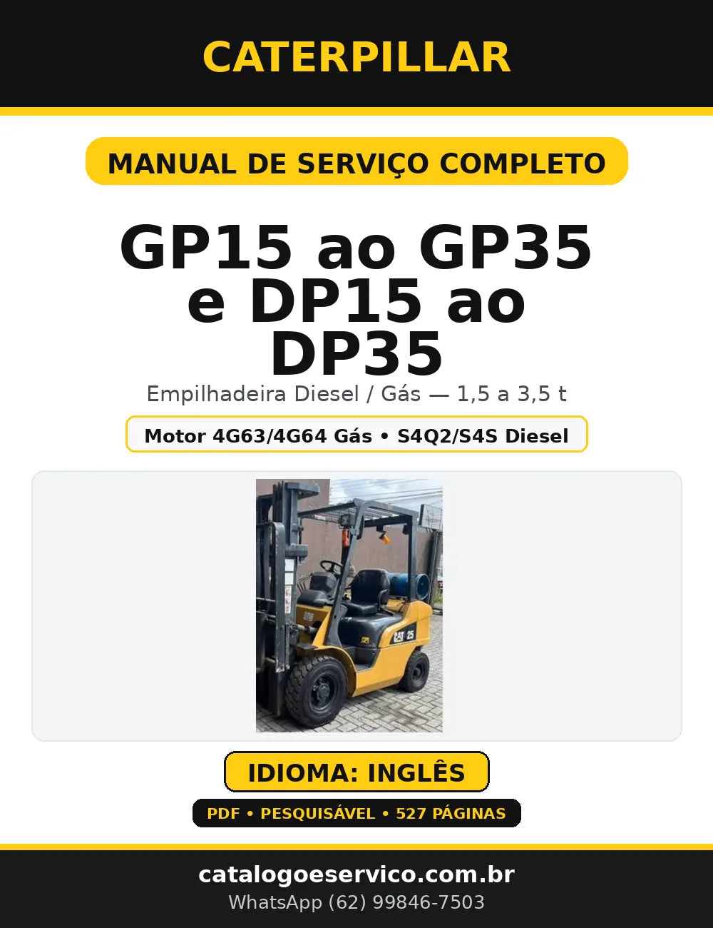 Capa do Manual de Serviço Caterpillar GP15 ao GP35 e DP15 ao DP35