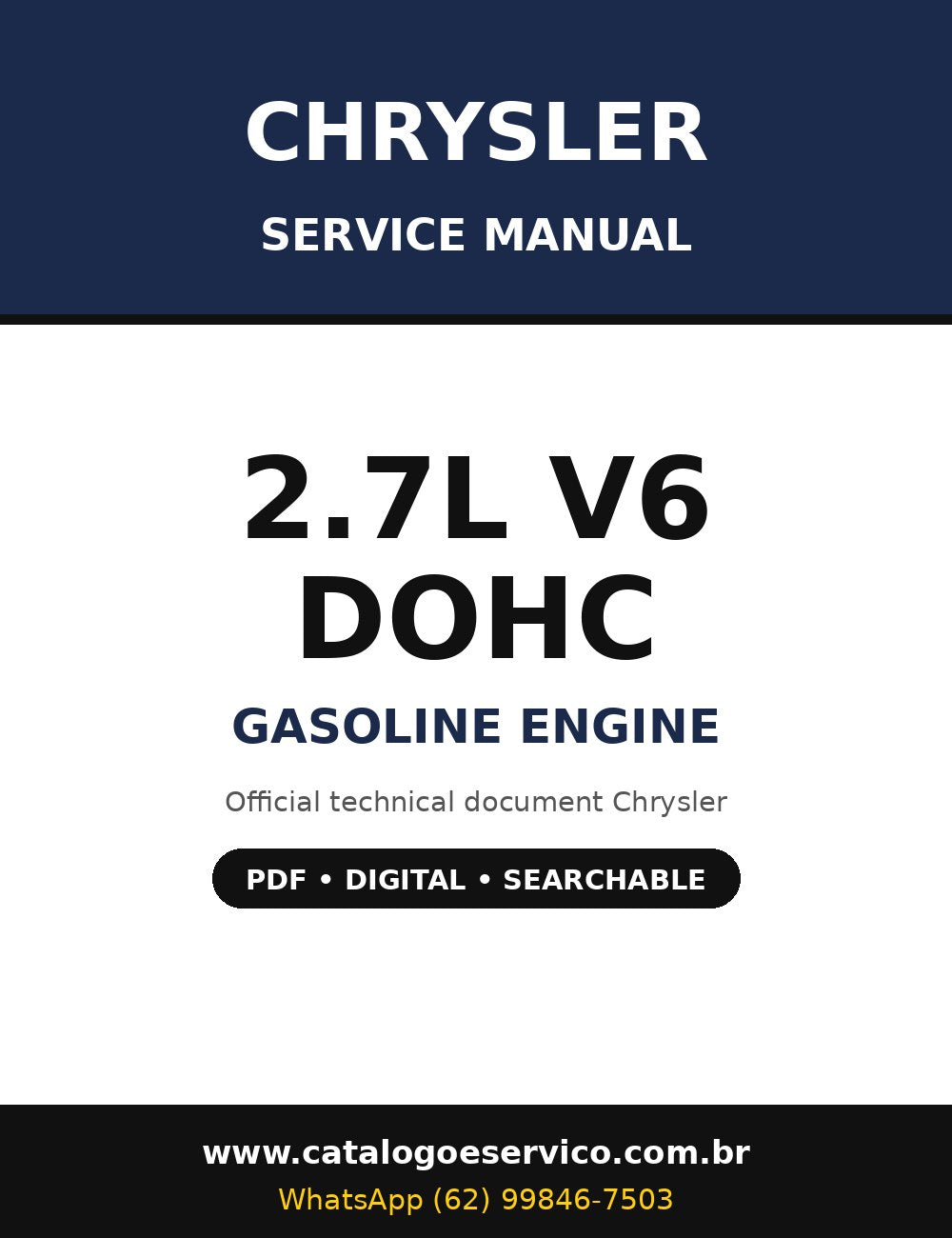 Manual de Serviço Chrysler 2.7L V6 DOHC - Motor a Gasolina (Inglês)