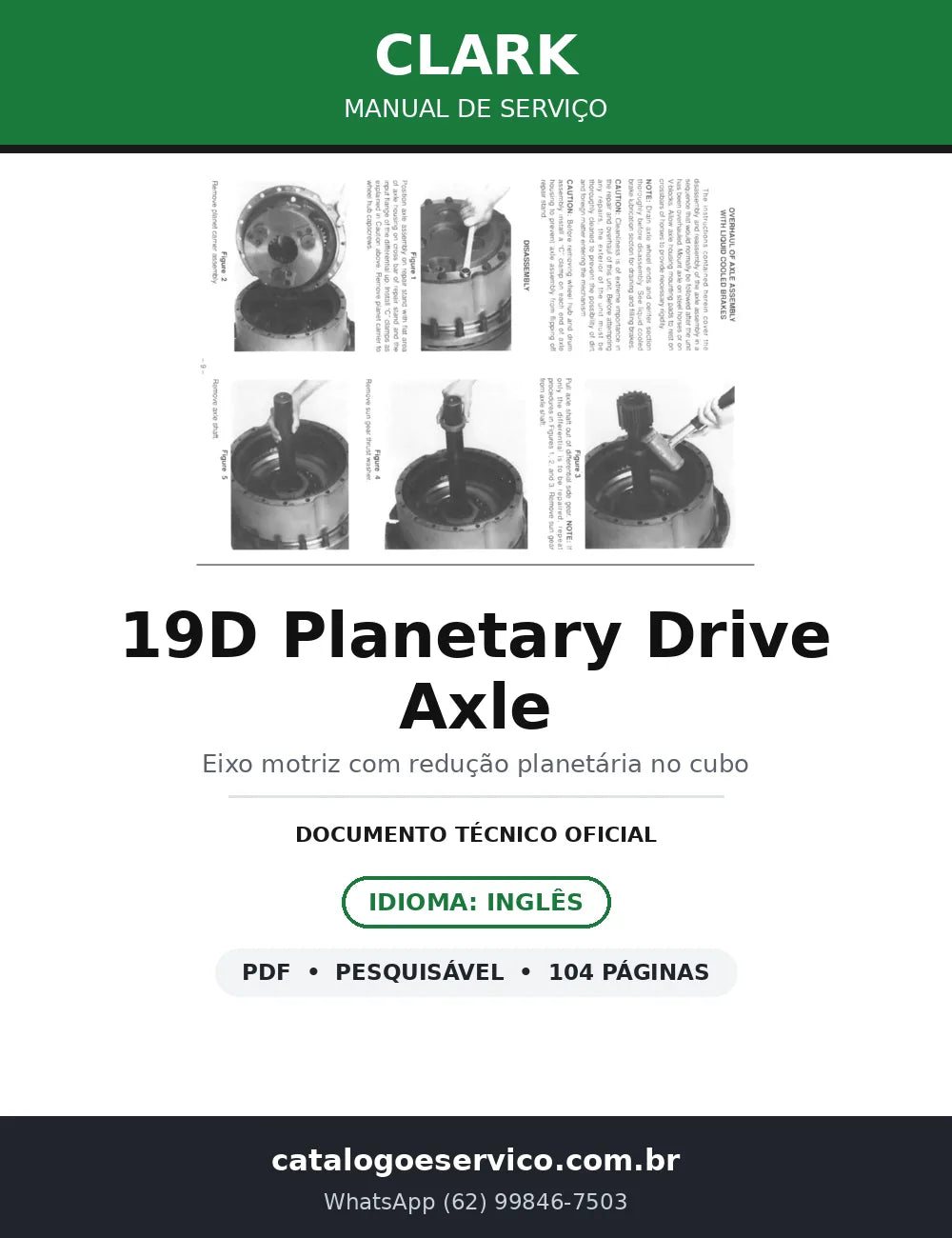 Manual de Serviço Clark 19D Planetary Drive Axle — Eixo Planetário com Freios LCB — capa