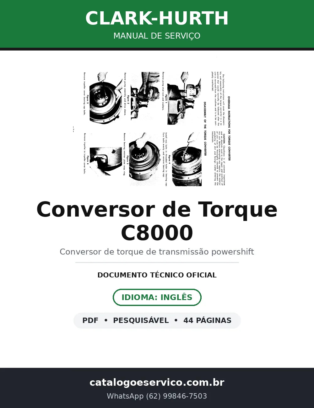 Manual de Serviço Clark-Hurth C8000 — Conversor de Torque: Desmontagem e Diagnóstico — capa