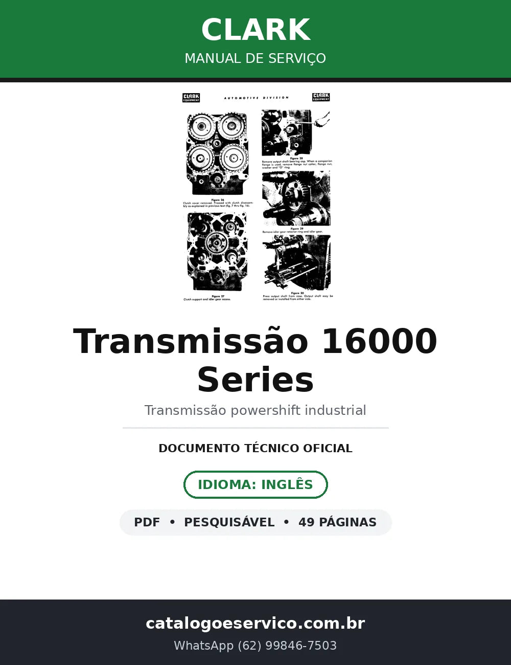 Manual de Serviço Clark Transmissão 16000 Series — Powershift e Conversor de Torque — capa