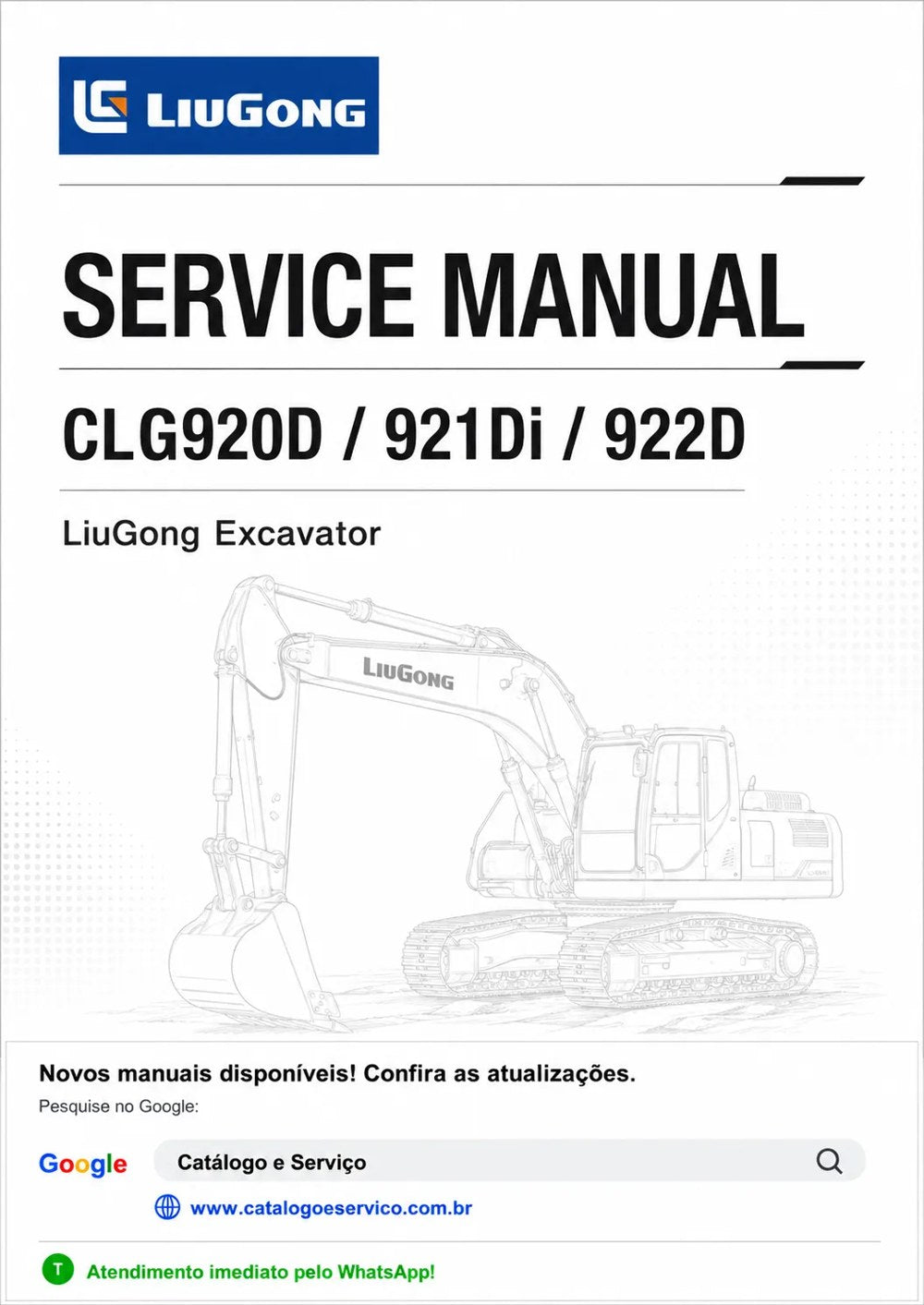Manual de Serviço CLG920D 921Di 922D LiuGong Escavadeira
