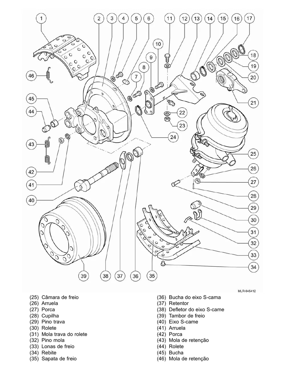 Página do Manual de Serviço VW Constellation 17.330 4x2 — Eixo traseiro e freios Meritor RS 23-165 / 23-168