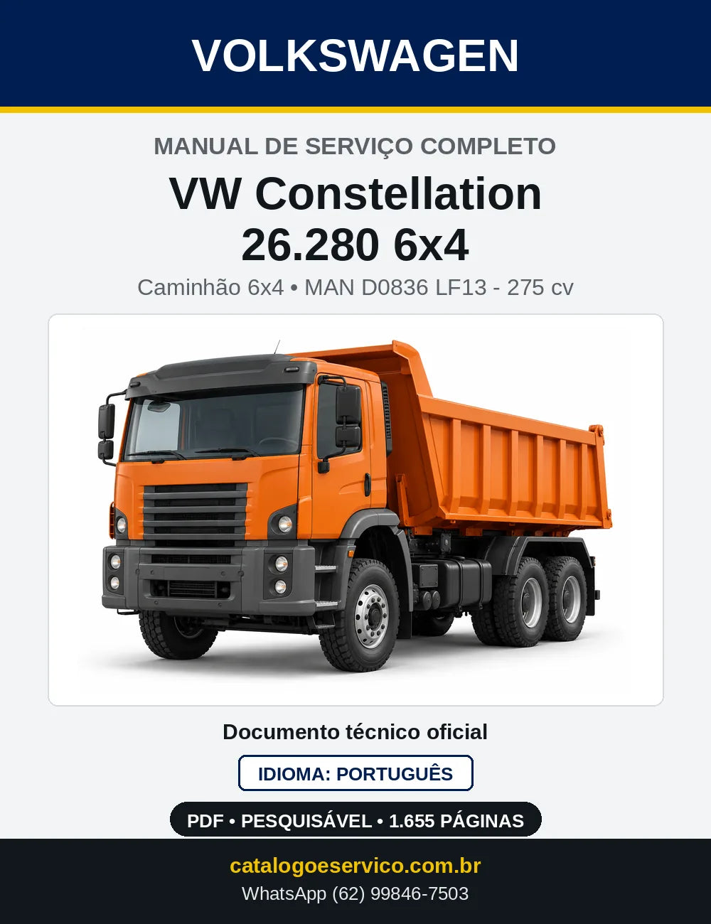 Capa do Manual de Serviço VW Constellation 26.280 6x4