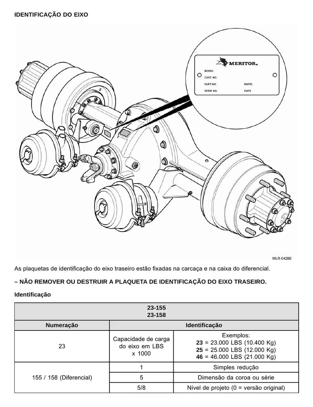 Página do Manual de Serviço VW Volksbus 18.330 OT — Eixo traseiro e freios Meritor RS 23-155 / 23-158