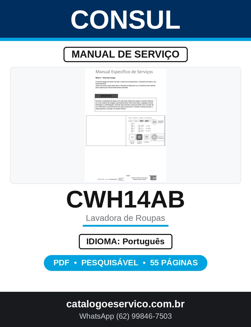Manual de Serviço Consul CWH14AB Lavadora 14 kg — capa