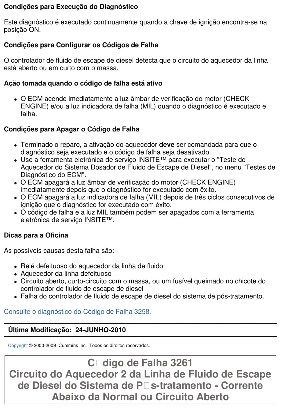 Manual de Serviço Cummins ISF2.8/3.8, ISB, ISD, ISL, ISZ13 e ISM11 — Códigos de Falha — página 1 do documento