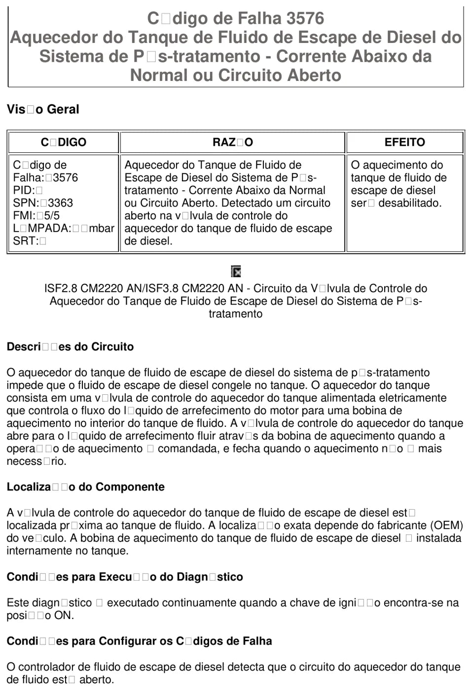 Manual de Serviço Cummins ISF2.8/3.8, ISB, ISD, ISL, ISZ13 e ISM11 — Códigos de Falha — página 4 do documento