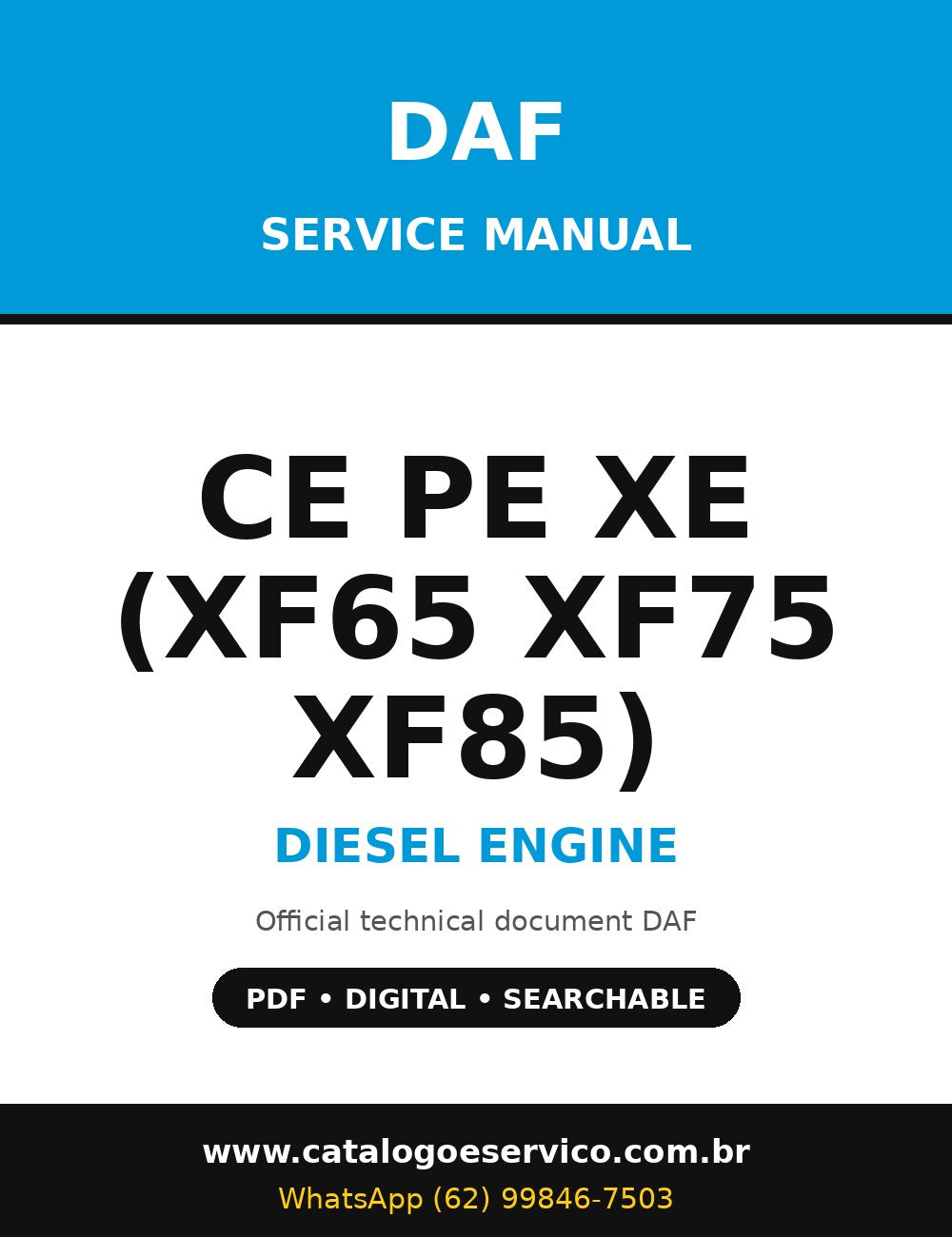 Manual de Serviço DAF CE PE XE (XF65 XF75 XF85) - Motor Diesel (Inglês)