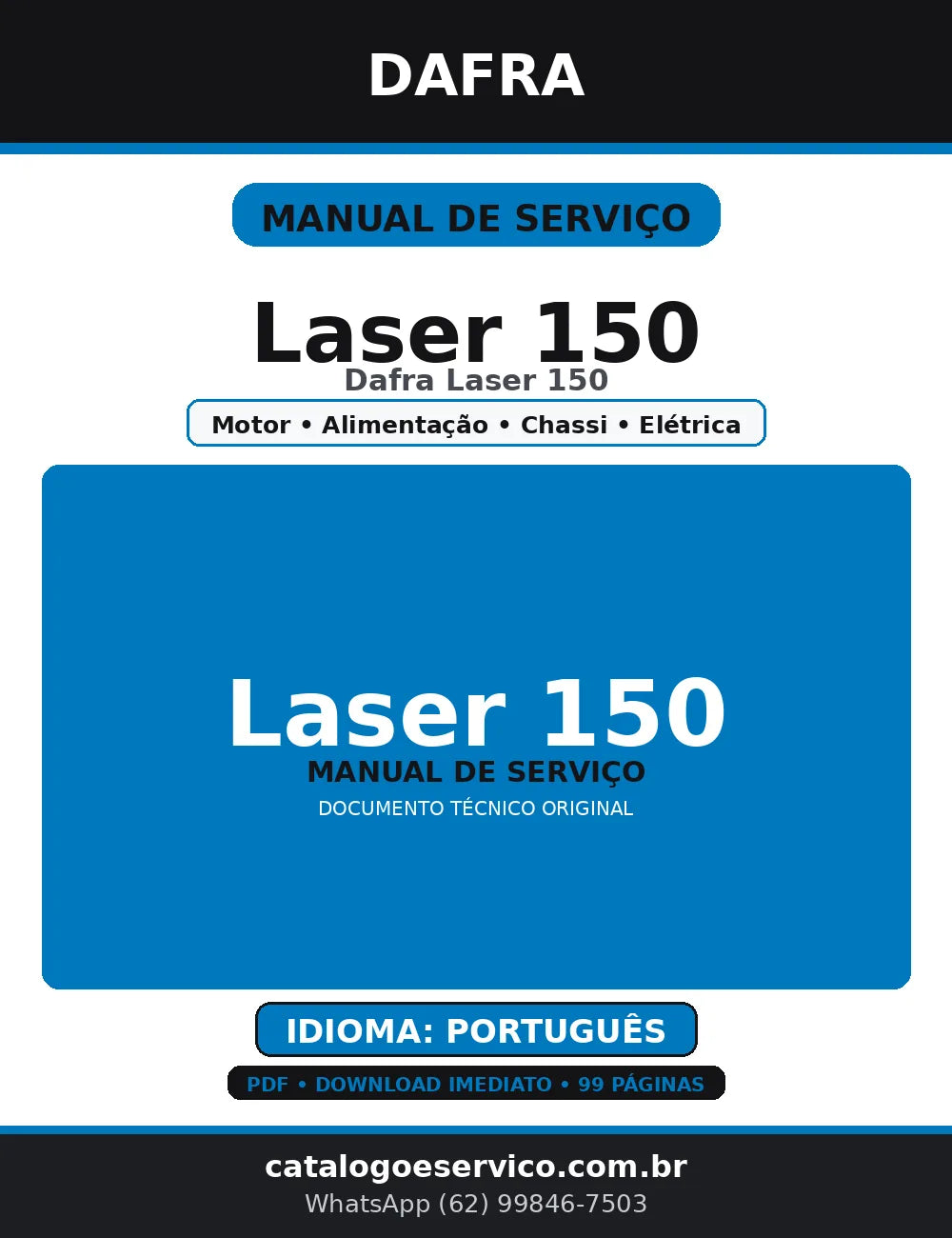 Manual de Serviço Dafra Laser 150 — Português (PDF) — capa