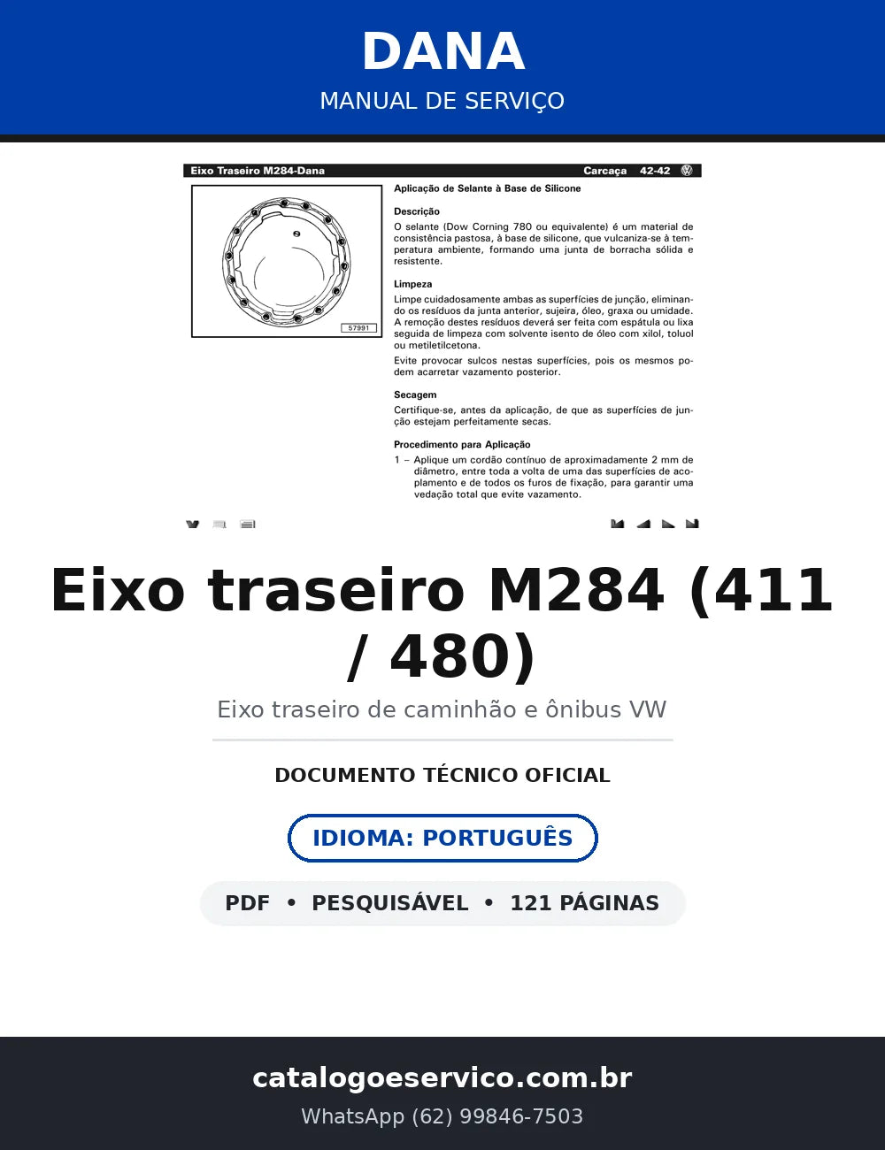 Manual de Serviço Dana Eixo Traseiro M284 (411/480) – VW Caminhões e Ônibus — capa