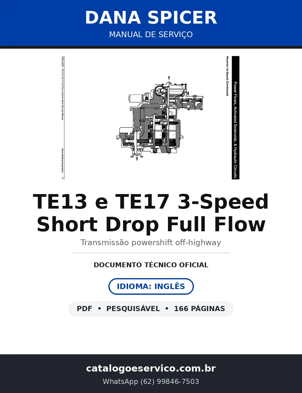 Manual de Serviço Dana Spicer TE13 e TE17 3-Speed Short Drop com Válvula Full Flow — capa