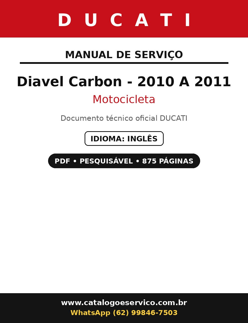 Manual De Serviço Ducati Diavel Carbon - 2010 A 2011