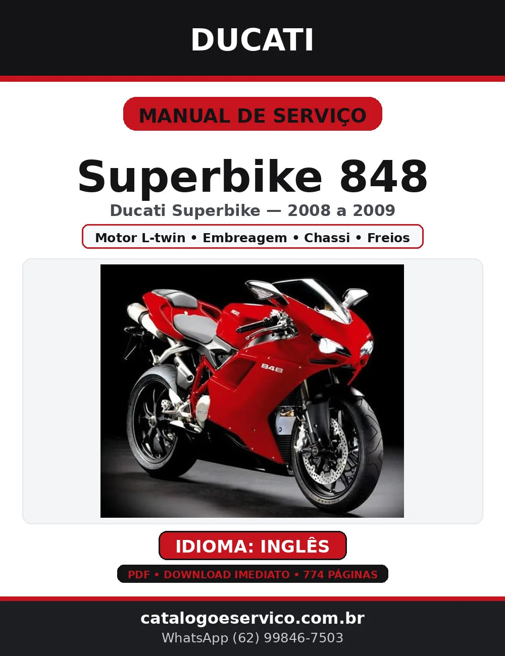 Manual de Serviço Ducati Superbike 848 2008-2009 (PDF, Inglês) — capa