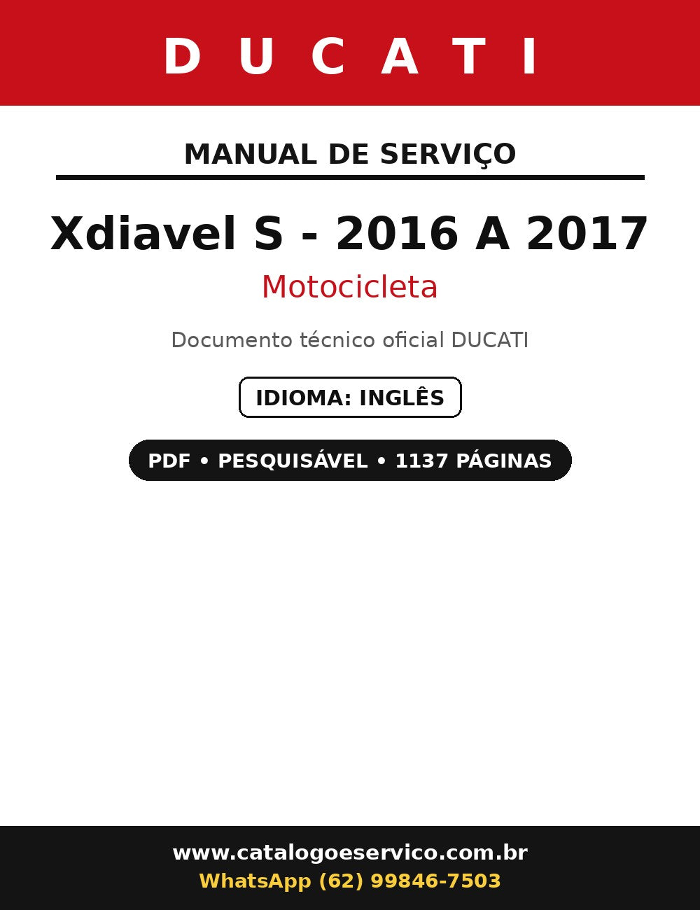 Manual De Serviço Ducati Xdiavel S - 2016 A 2017