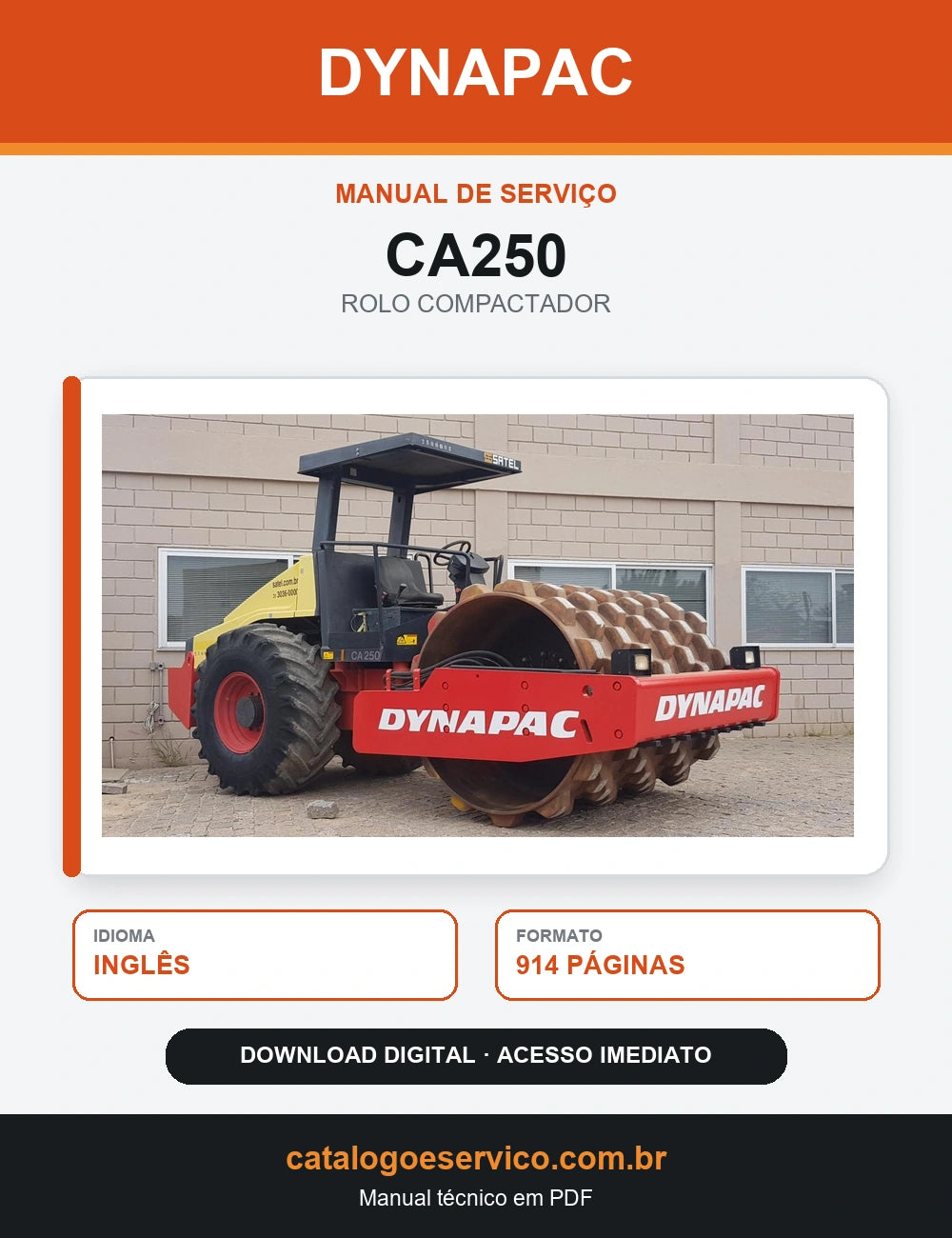 MANUAL DE SERVIÇO DYNAPAC - CA250 - ROLO VIBRATÓRIO