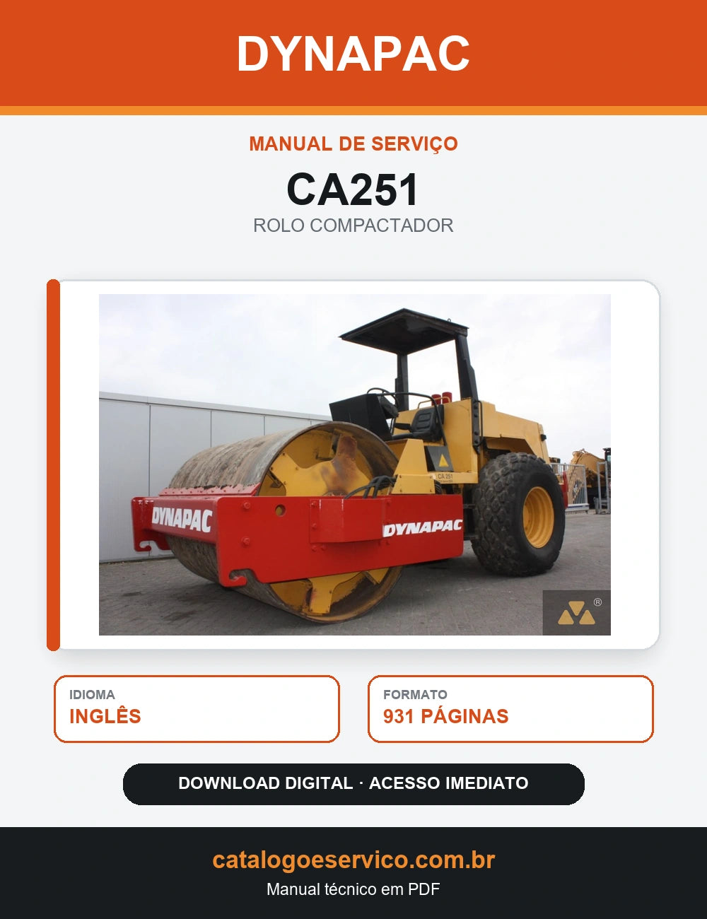 MANUAL DE SERVIÇO DYNAPAC - CA251 - ROLO VIBRATÓRIO