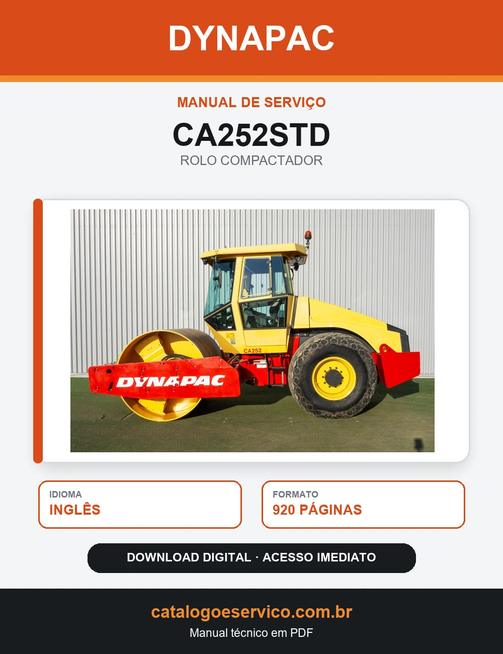 MANUAL DE SERVIÇO DYNAPAC - CA252STD - ROLO VIBRATÓRIO