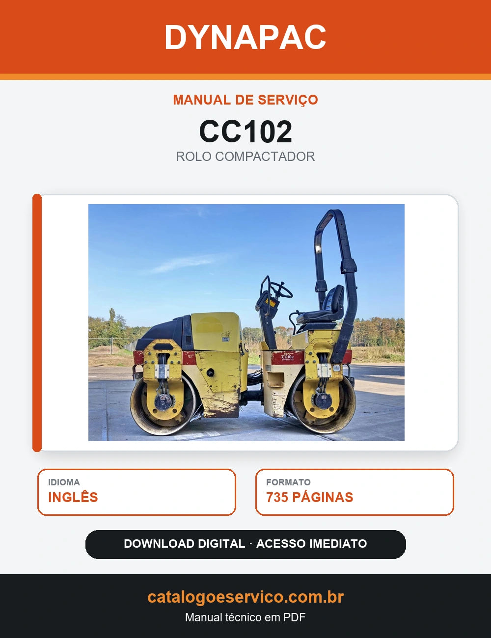 MANUAL DE SERVIÇO DYNAPAC - CC102 - ROLO VIBRATÓRIO