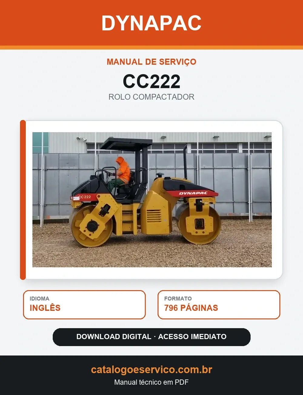 MANUAL DE SERVIÇO DYNAPAC - CC222 - ROLO VIBRATÓRIO