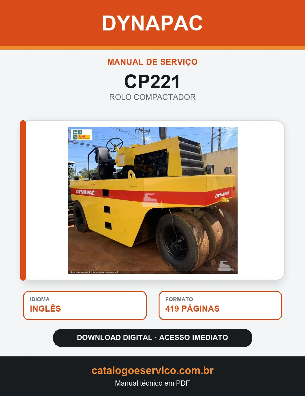 MANUAL DE SERVIÇO DYNAPAC - CP221 - ROLO VIBRATÓRIO